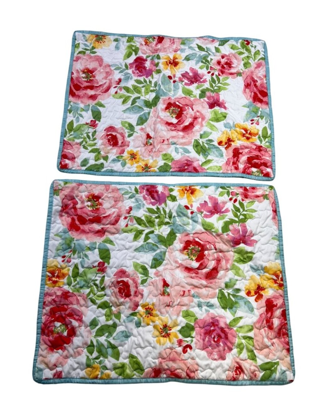 Set of 2 Cozy Boho Floral Quilted Pillow Shams Envelope Closure